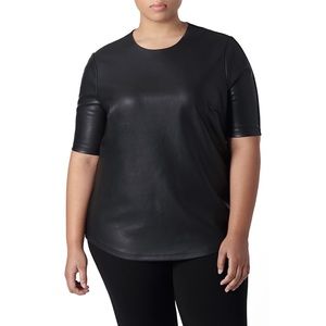 Universal Standard Black Piave Faux Leather Top